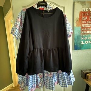 Black peplum blouse